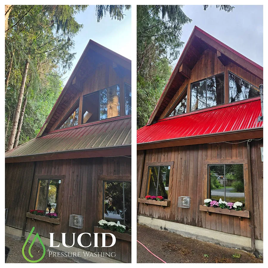 Metal roof cleaning project in Chilliwack, BC