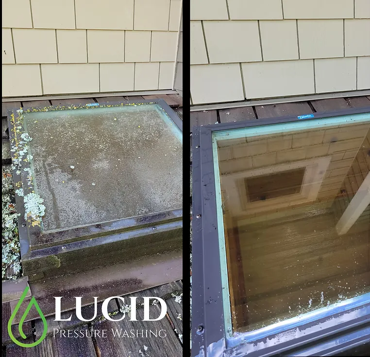 Skylight cleaning in Chilliwack, BC — before and after