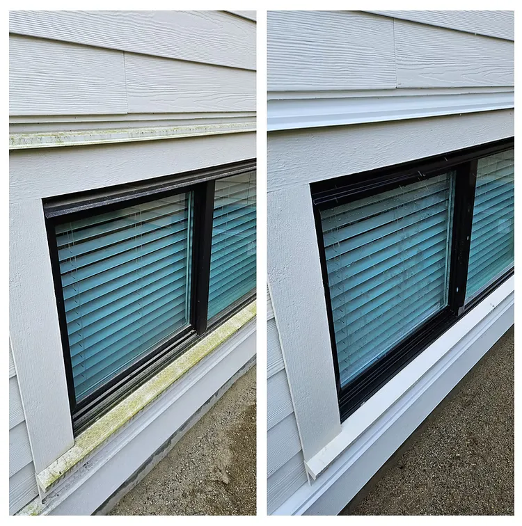 Exterior window cleaning in Chilliwack, BC — before and after
